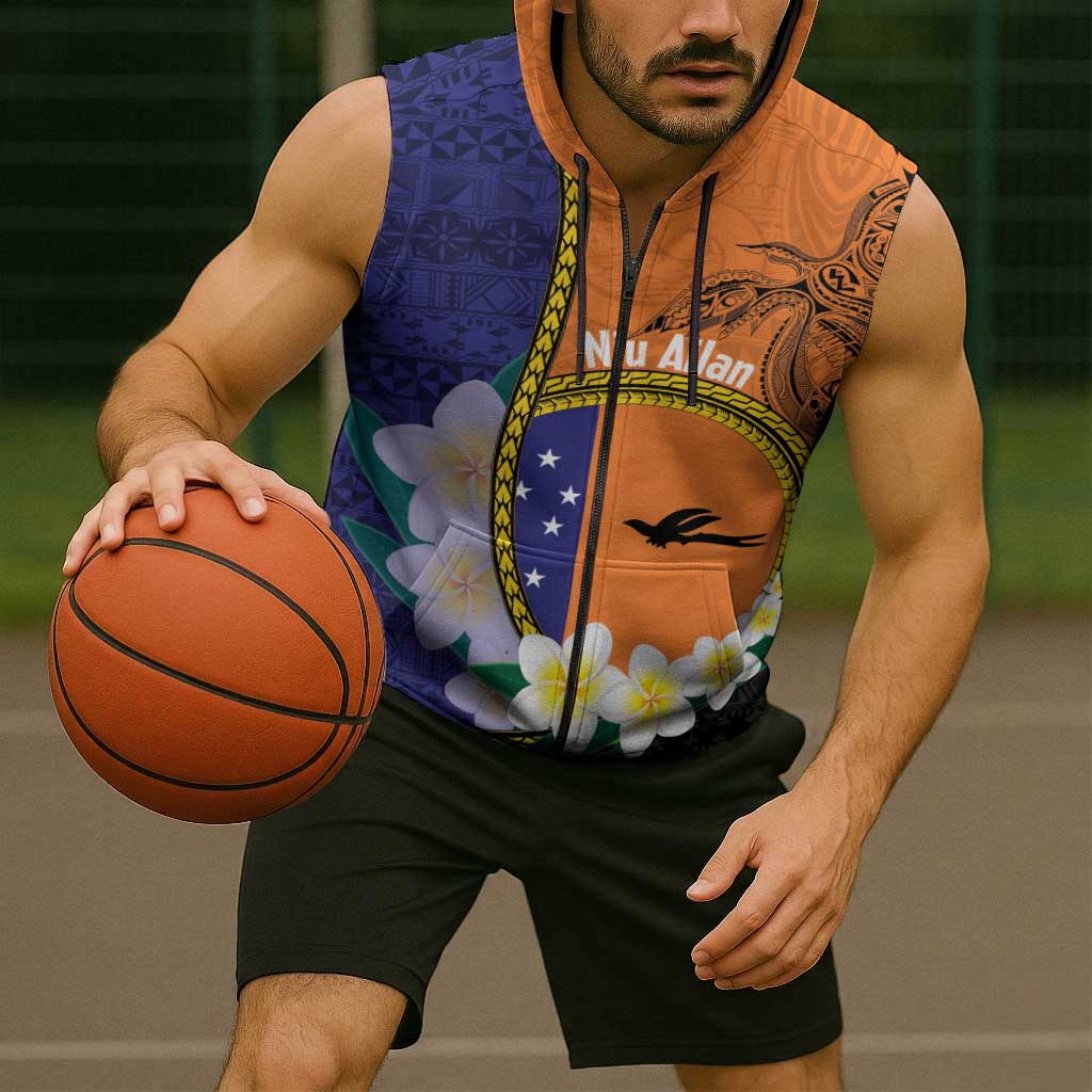 Personalised PNG Niu Ailan Sleeveless Zip Hoodie Papua New Guinea Plumeria Melanesian Pattern LT14 - Polynesian Pride