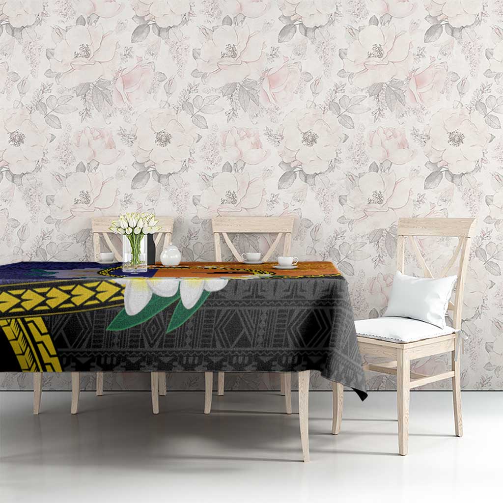Personalised PNG Niu Ailan Tablecloth Papua New Guinea Plumeria Melanesian Pattern - Polynesian Pride