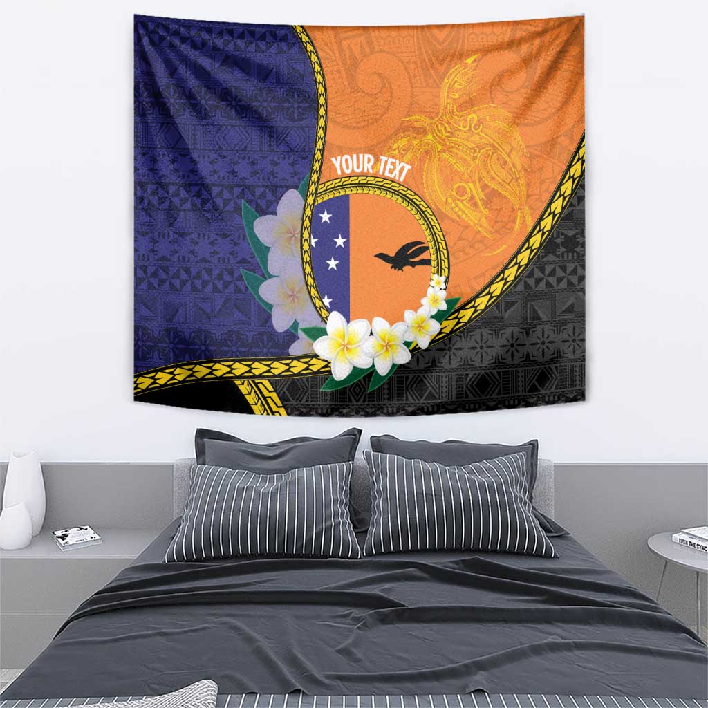 Personalised PNG Niu Ailan Tapestry Papua New Guinea Plumeria Melanesian Pattern - Polynesian Pride