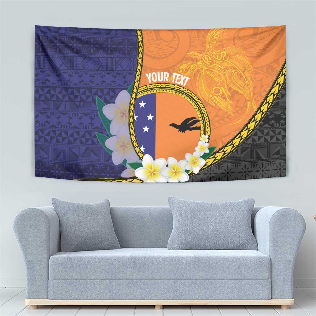 Personalised PNG Niu Ailan Tapestry Papua New Guinea Plumeria Melanesian Pattern - Polynesian Pride