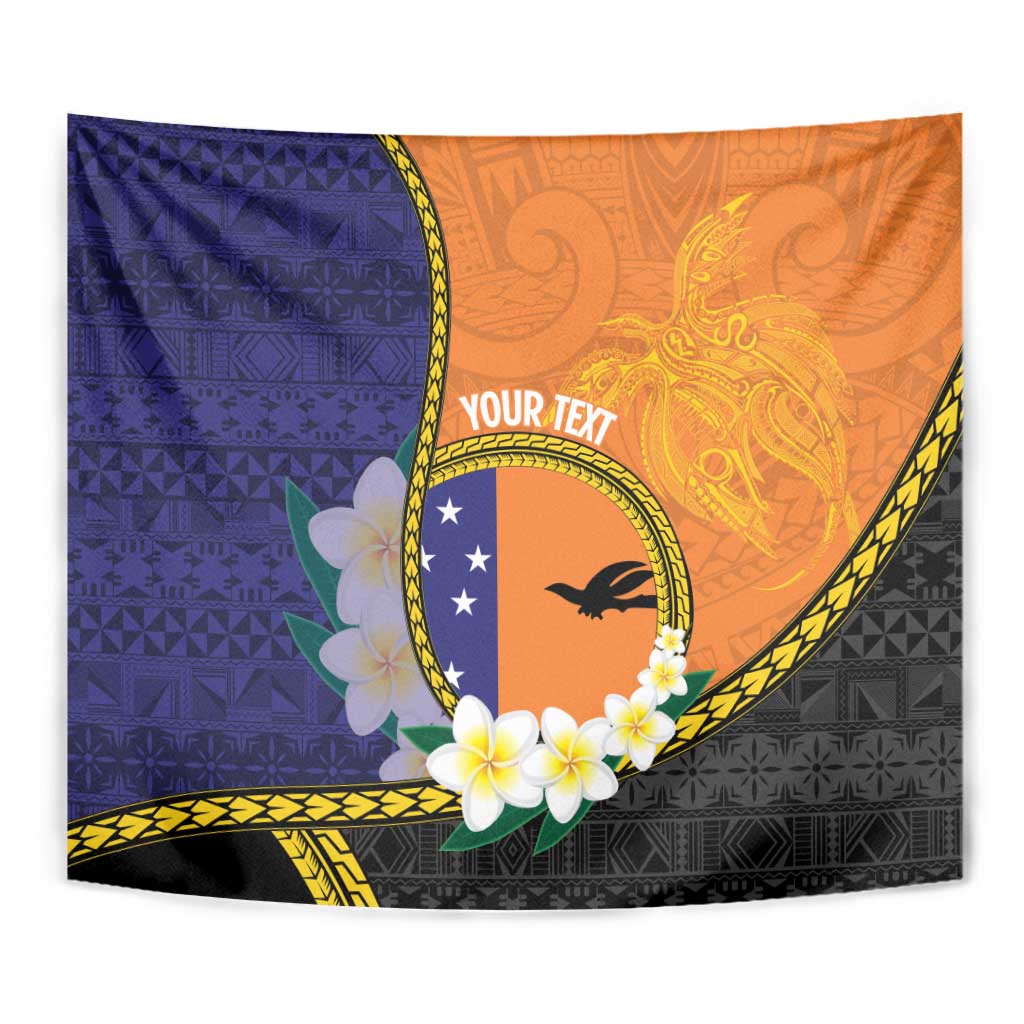 Personalised PNG Niu Ailan Tapestry Papua New Guinea Plumeria Melanesian Pattern - Polynesian Pride