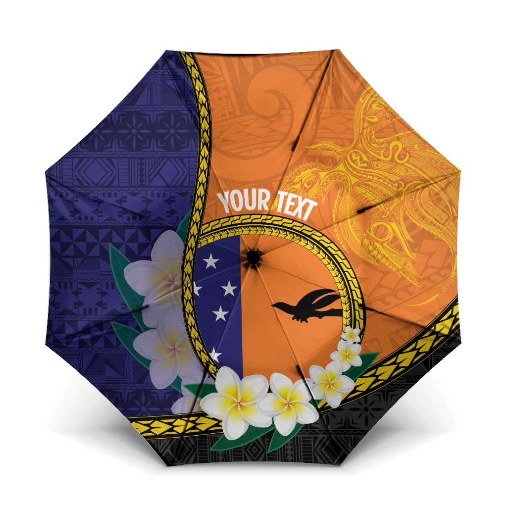 Personalised PNG Niu Ailan Umbrella Papua New Guinea Plumeria Melanesian Pattern - Polynesian Pride