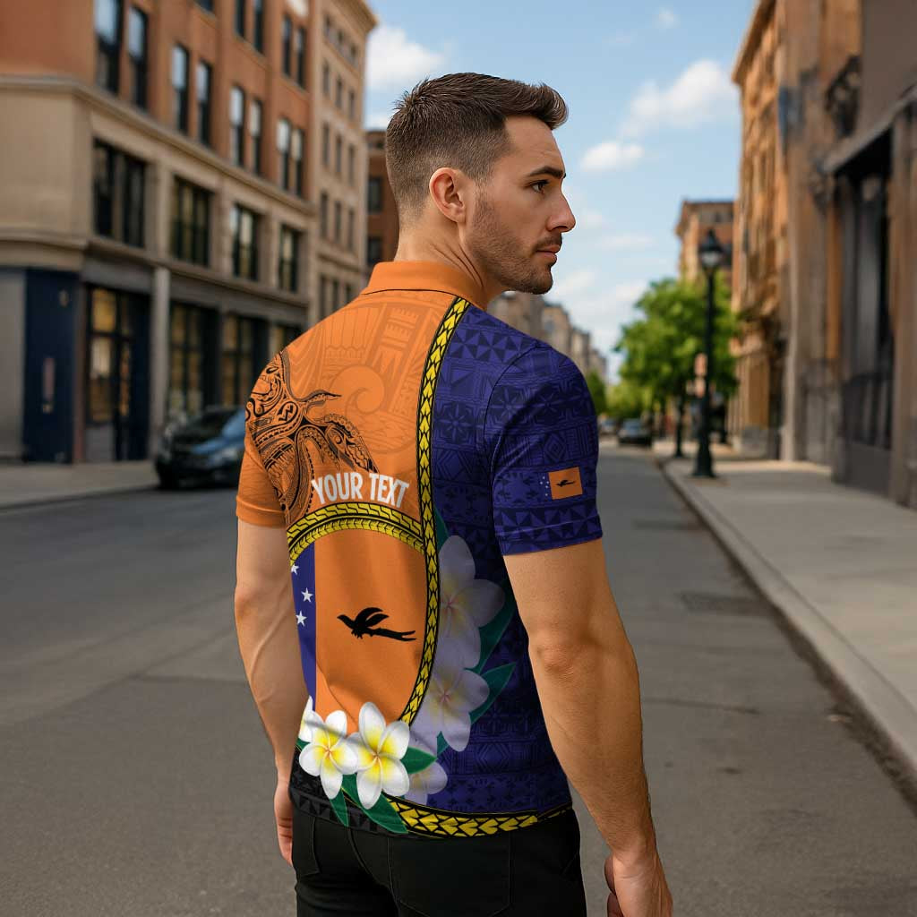 Personalised PNG Niu Ailan Zipper Polo Shirt Papua New Guinea Plumeria Melanesian Pattern - Polynesian Pride