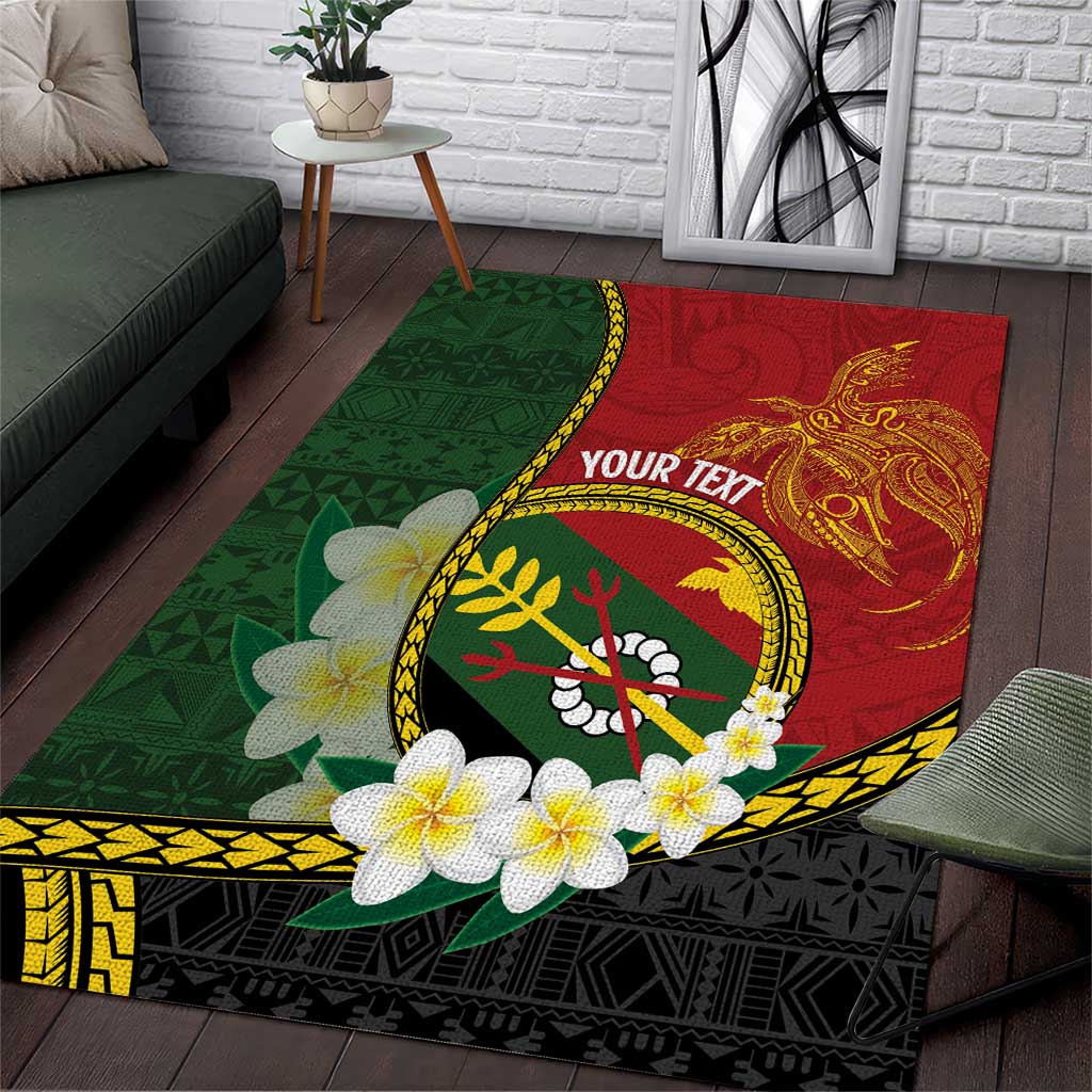 Personalised PNG Simbu Provins Area Rug Papua New Guinea Plumeria Melanesian Pattern - Polynesian Pride