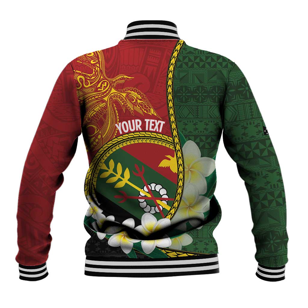 Personalised PNG Simbu Provins Baseball Jacket Papua New Guinea Plumeria Melanesian Pattern - Polynesian Pride