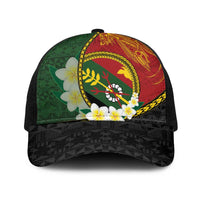PNG Simbu Provins Baseball Net Cap Papua New Guinea Plumeria Melanesian Pattern - Polynesian Pride