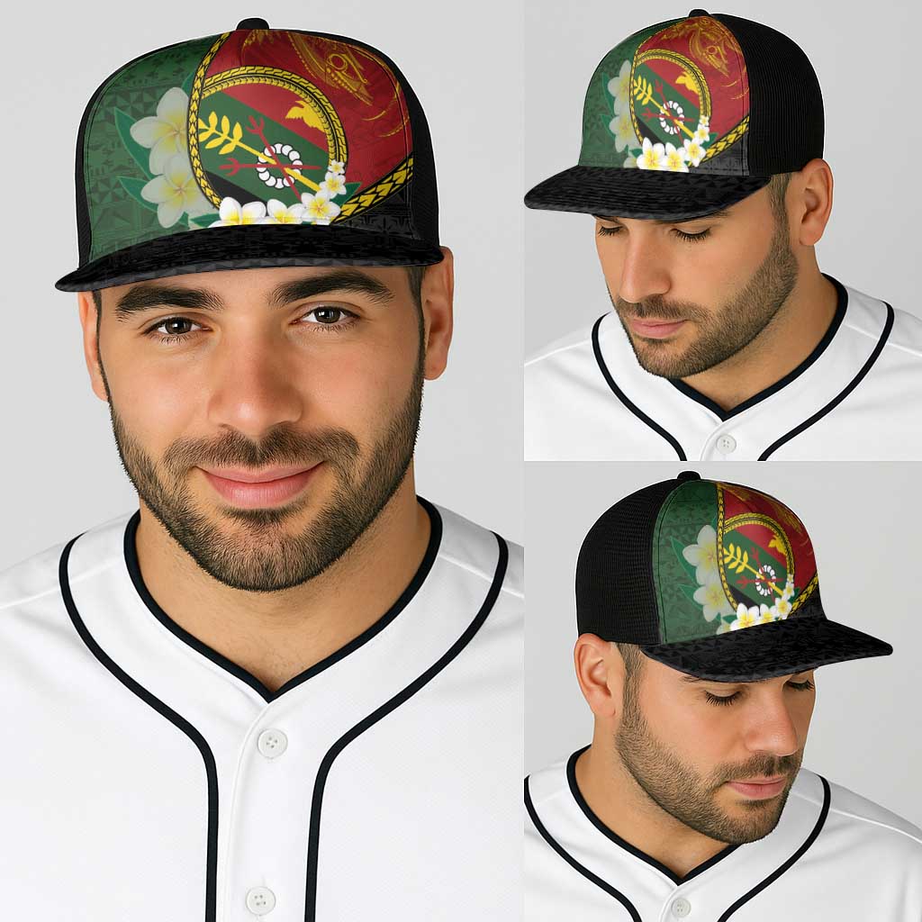 PNG Simbu Provins Baseball Net Cap Papua New Guinea Plumeria Melanesian Pattern - Polynesian Pride