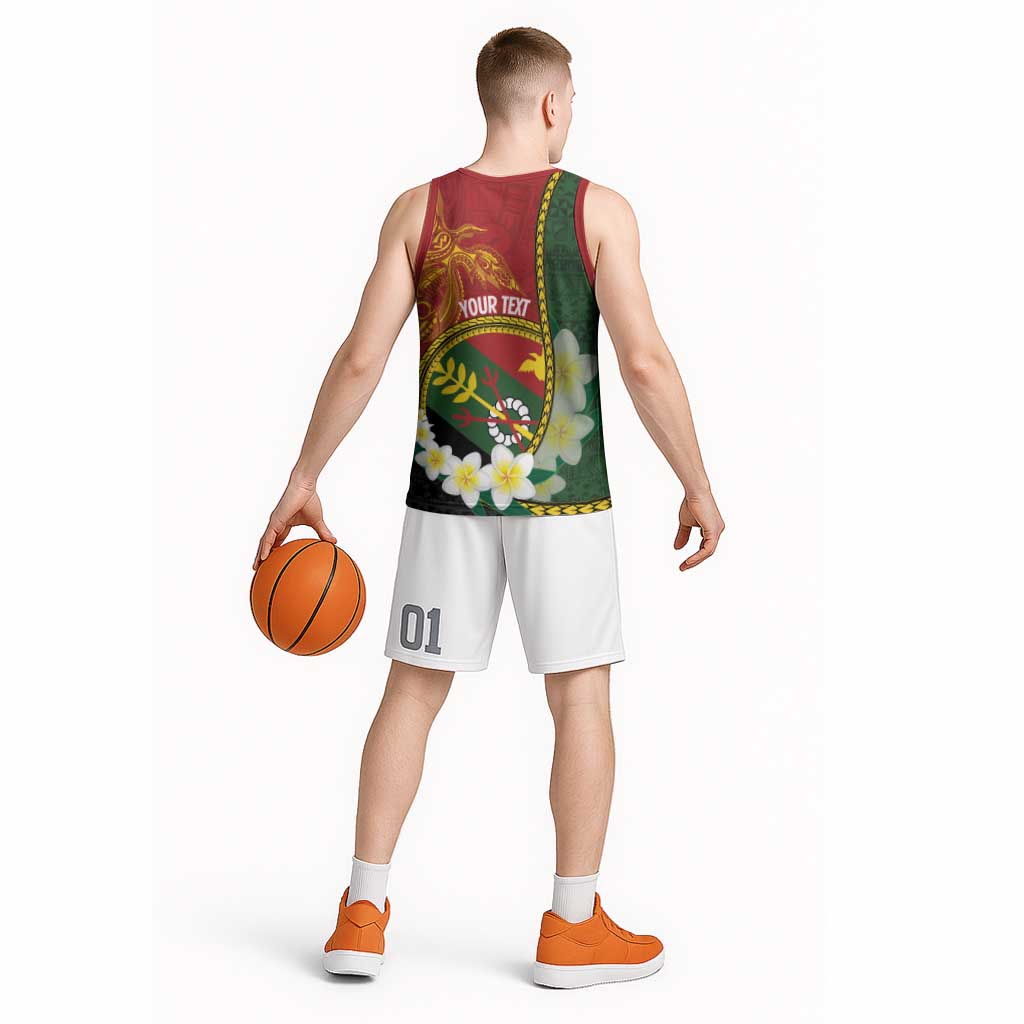 Personalised PNG Simbu Provins Basketball Jersey Papua New Guinea Plumeria Melanesian Pattern - Polynesian Pride