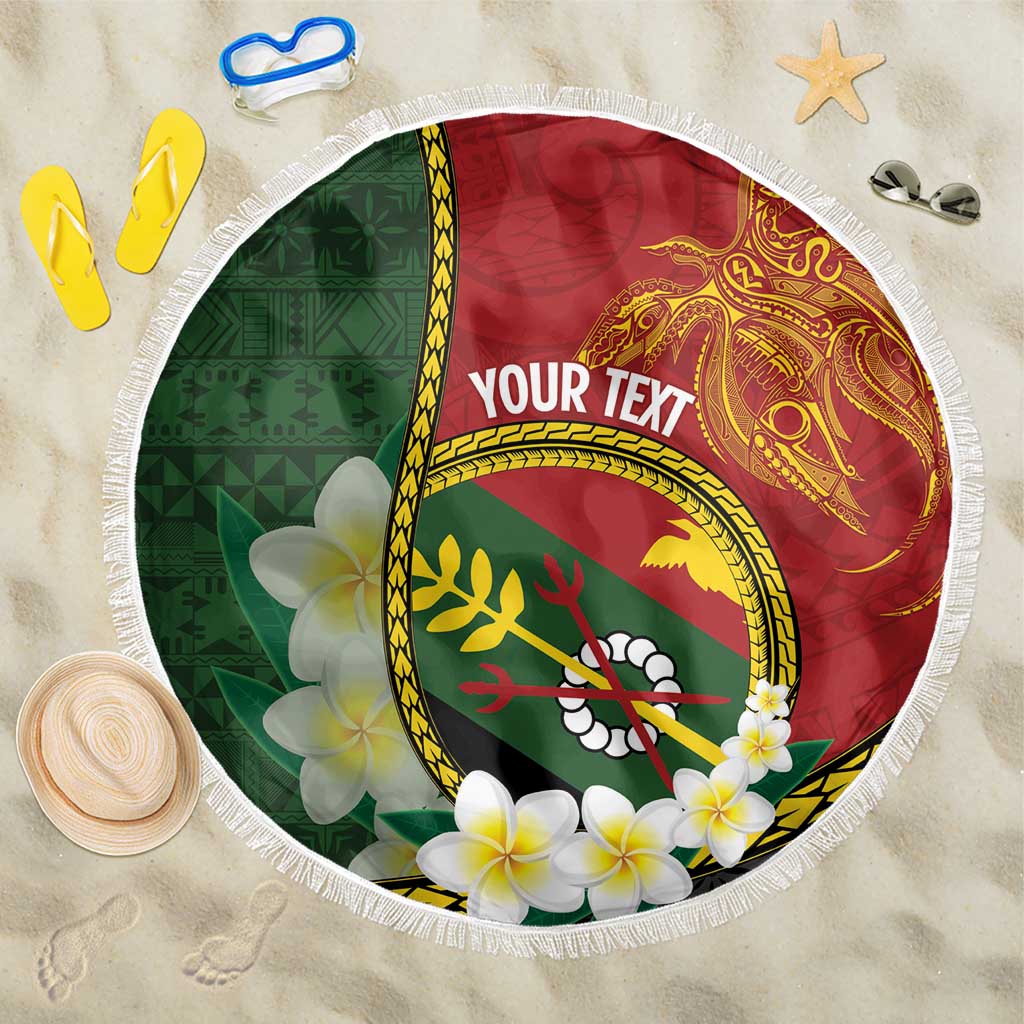 Personalised PNG Simbu Provins Beach Blanket Papua New Guinea Plumeria Melanesian Pattern - Polynesian Pride