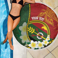 Personalised PNG Simbu Provins Beach Blanket Papua New Guinea Plumeria Melanesian Pattern - Polynesian Pride