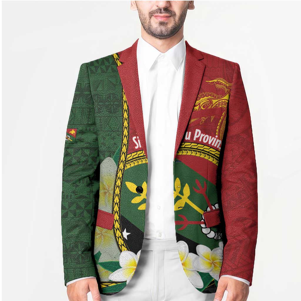 Personalised PNG Simbu Provins Blazer Papua New Guinea Plumeria Melanesian Pattern - Polynesian Pride