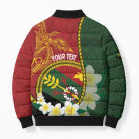 Personalised PNG Simbu Provins Bomber Puffer Jacket Papua New Guinea Plumeria Melanesian Pattern - Polynesian Pride