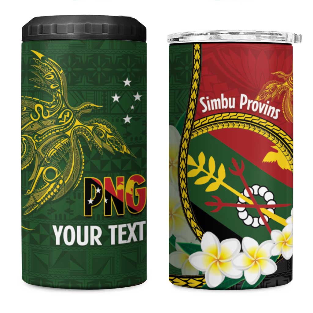 Personalised PNG Simbu Provins 4 in 1 Can Cooler Tumbler Papua New Guinea Plumeria Melanesian Pattern - Polynesian Pride