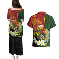 Personalised PNG Simbu Provins Couples Matching Puletasi and Hawaiian Shirt Papua New Guinea Plumeria Melanesian Pattern - Polynesian Pride