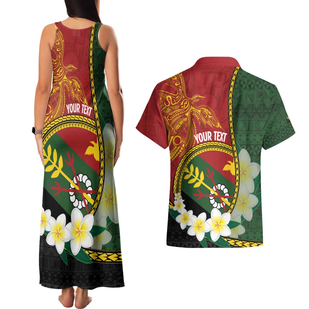 Personalised PNG Simbu Provins Couples Matching Tank Maxi Dress and Hawaiian Shirt Papua New Guinea Plumeria Melanesian Pattern - Polynesian Pride