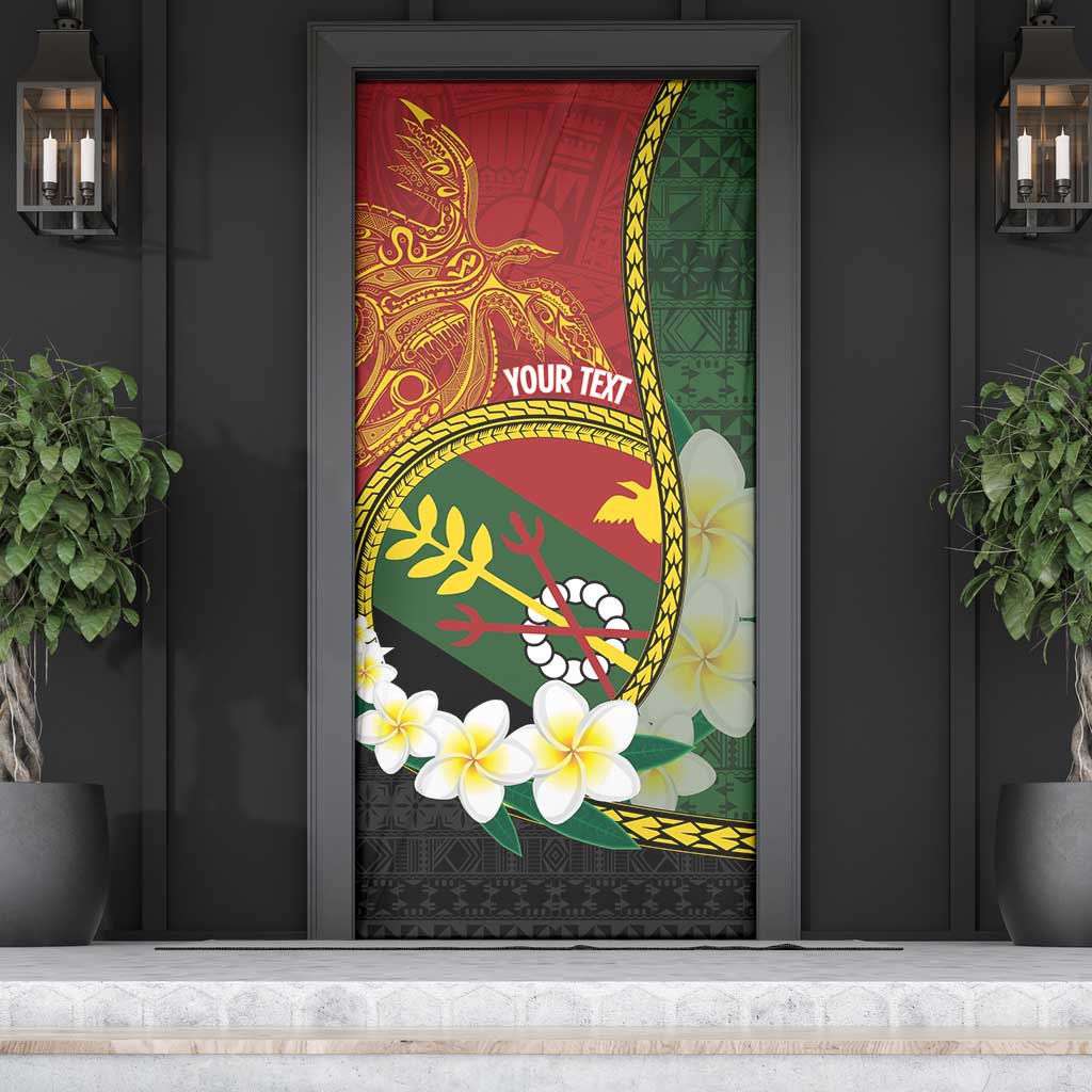 Personalised PNG Simbu Provins Door Cover Papua New Guinea Plumeria Melanesian Pattern - Polynesian Pride