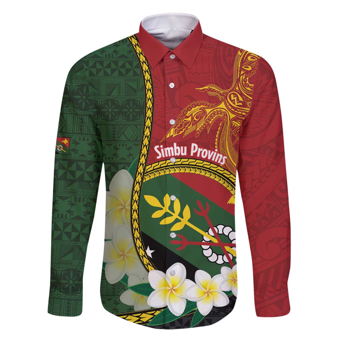 Personalised PNG Simbu Provins Family Matching Off The Shoulder Long Sleeve Dress and Hawaiian Shirt Papua New Guinea Plumeria Melanesian Pattern - Polynesian Pride