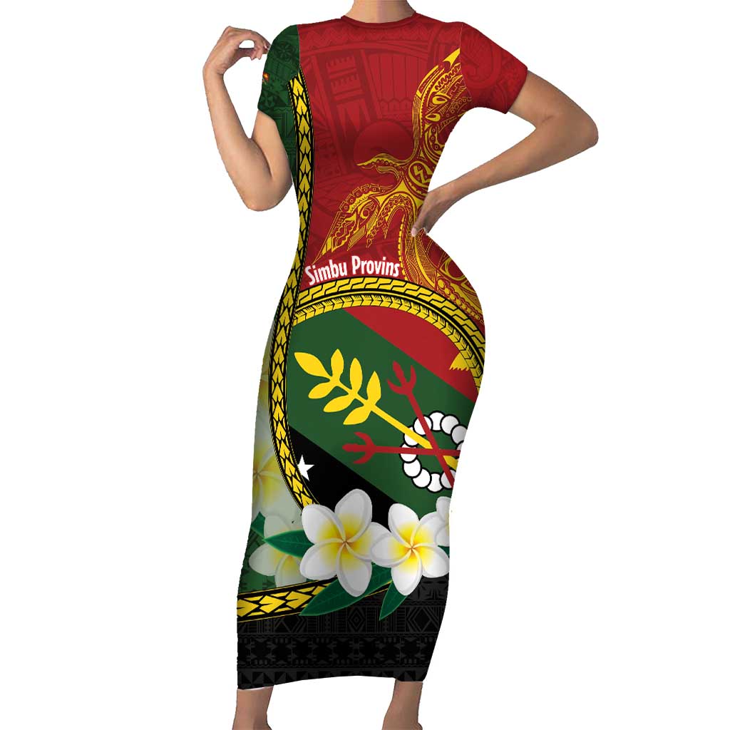 Personalised PNG Simbu Provins Family Matching Short Sleeve Bodycon Dress and Hawaiian Shirt Papua New Guinea Plumeria Melanesian Pattern - Polynesian Pride