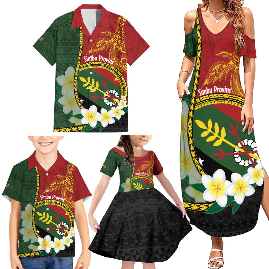 Personalised PNG Simbu Provins Family Matching Summer Maxi Dress and Hawaiian Shirt Papua New Guinea Plumeria Melanesian Pattern - Polynesian Pride