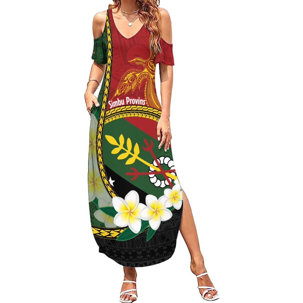 Personalised PNG Simbu Provins Family Matching Summer Maxi Dress and Hawaiian Shirt Papua New Guinea Plumeria Melanesian Pattern - Polynesian Pride