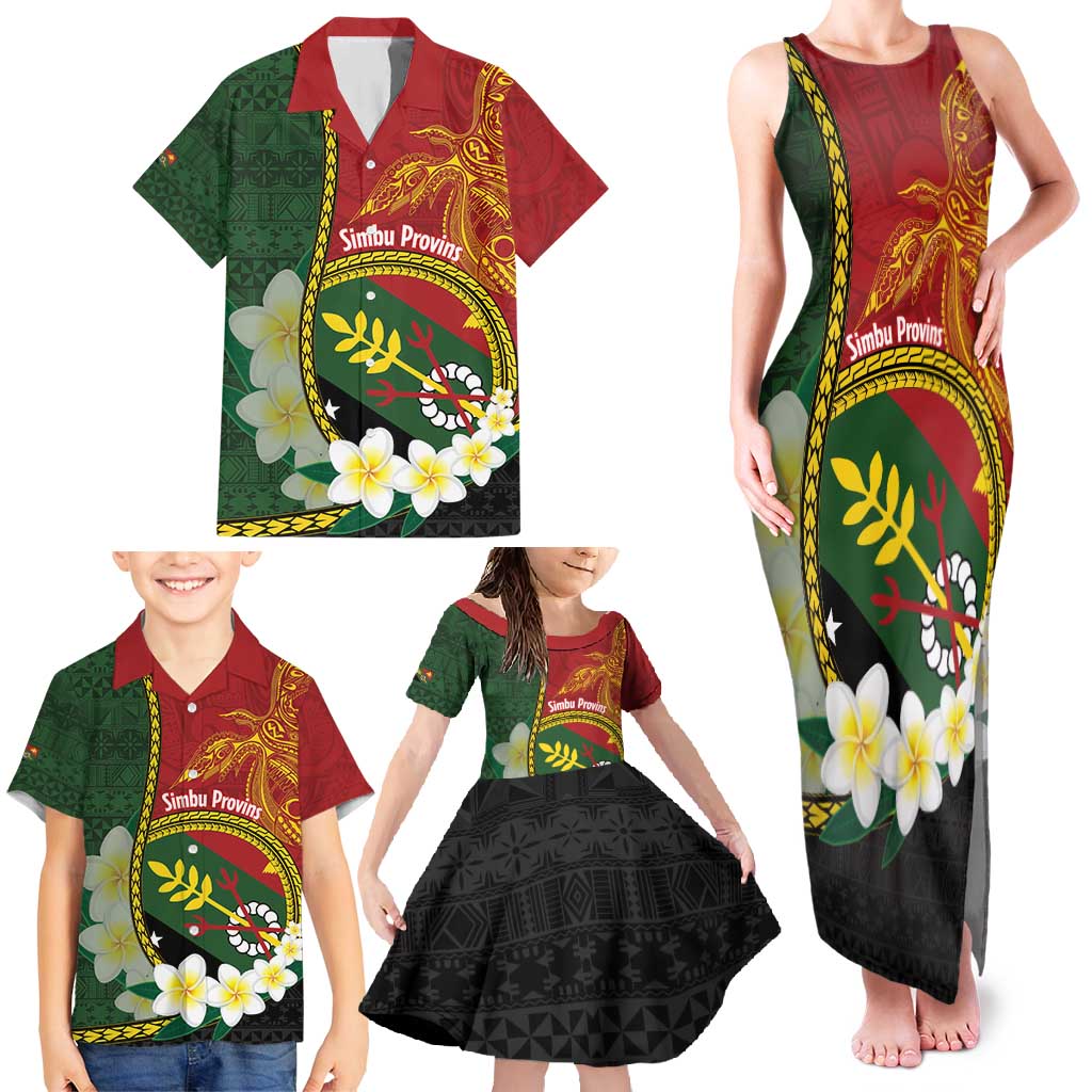 Personalised PNG Simbu Provins Family Matching Tank Maxi Dress and Hawaiian Shirt Papua New Guinea Plumeria Melanesian Pattern - Polynesian Pride
