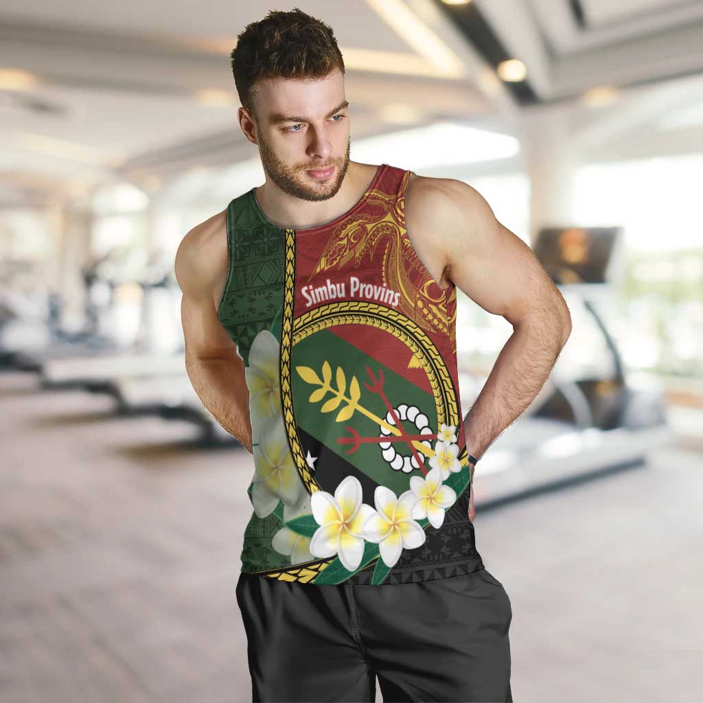 Personalised PNG Simbu Provins Men Tank Top Papua New Guinea Plumeria Melanesian Pattern - Polynesian Pride