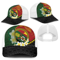 PNG Simbu Provins Mesh Trucker Cap Papua New Guinea Plumeria Melanesian Pattern - Polynesian Pride