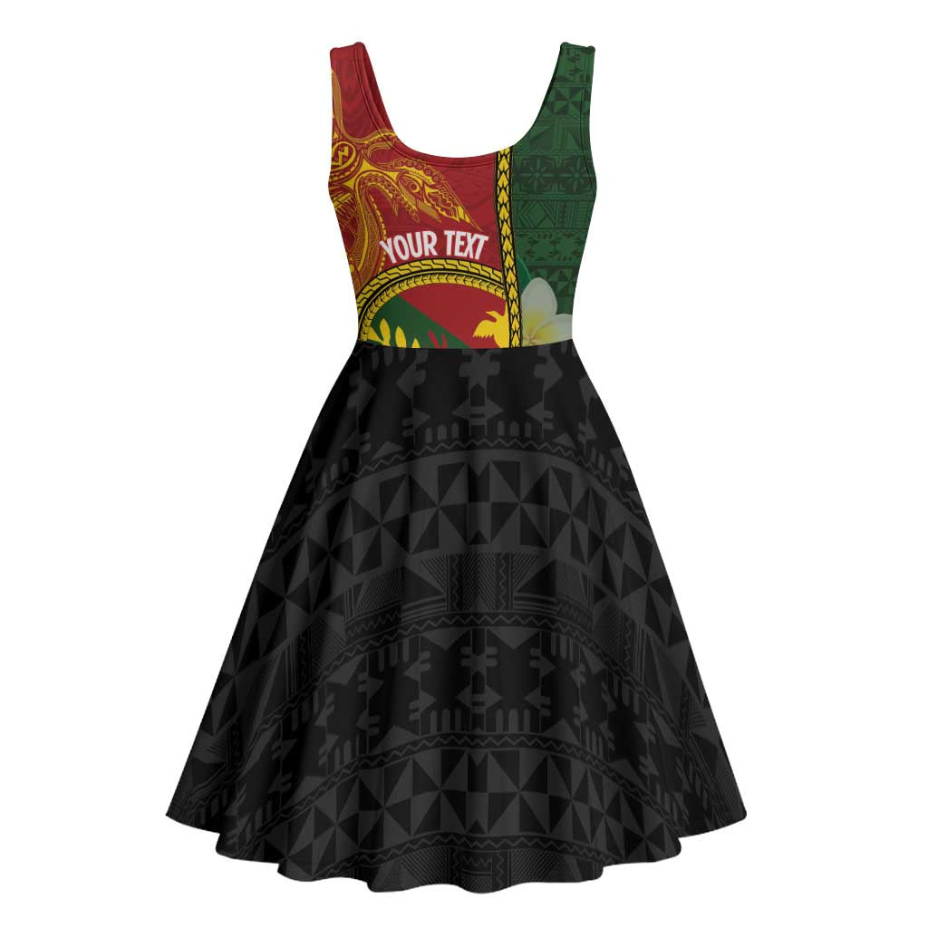 Personalised PNG Simbu Provins Midi Dress Papua New Guinea Plumeria Melanesian Pattern - Polynesian Pride