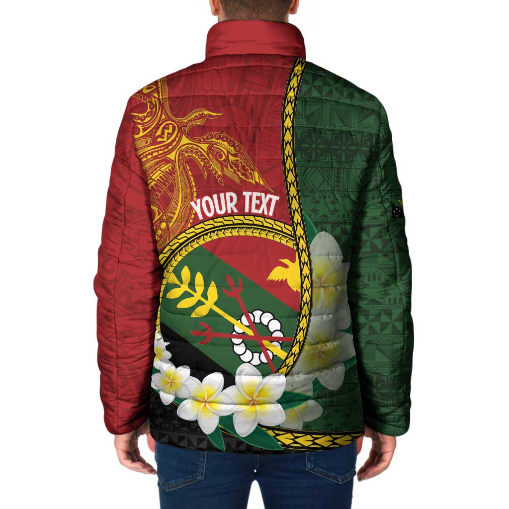 Personalised PNG Simbu Provins Padded Jacket Papua New Guinea Plumeria Melanesian Pattern - Polynesian Pride