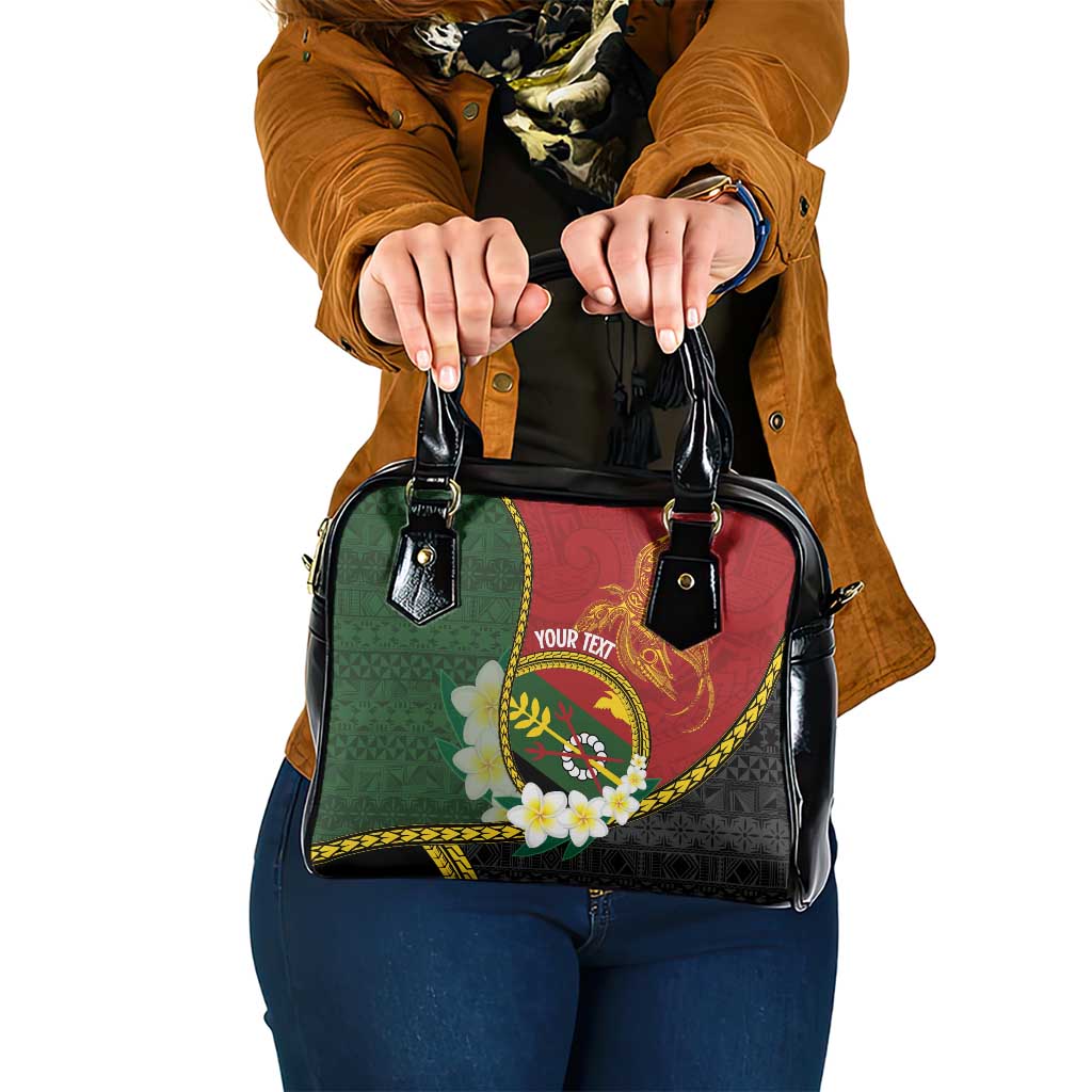 Personalised PNG Simbu Provins Shoulder Handbag Papua New Guinea Plumeria Melanesian Pattern - Polynesian Pride