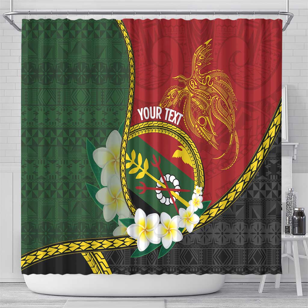 Personalised PNG Simbu Provins Shower Curtain Papua New Guinea Plumeria Melanesian Pattern - Polynesian Pride