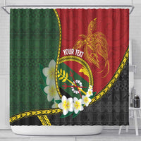 Personalised PNG Simbu Provins Shower Curtain Papua New Guinea Plumeria Melanesian Pattern - Polynesian Pride