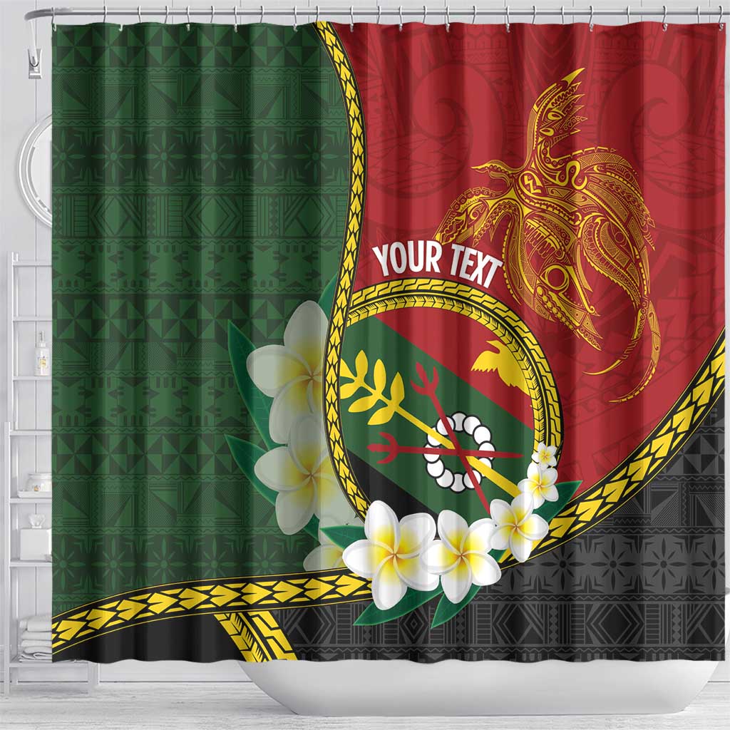 Personalised PNG Simbu Provins Shower Curtain Papua New Guinea Plumeria Melanesian Pattern - Polynesian Pride