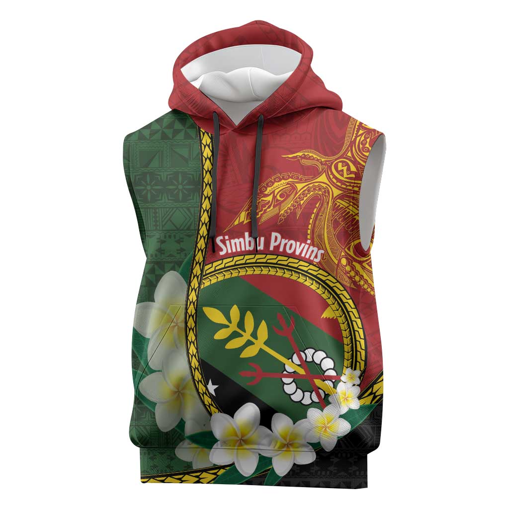 Personalised PNG Simbu Provins Sleeveless Hoodie Papua New Guinea Plumeria Melanesian Pattern - Polynesian Pride