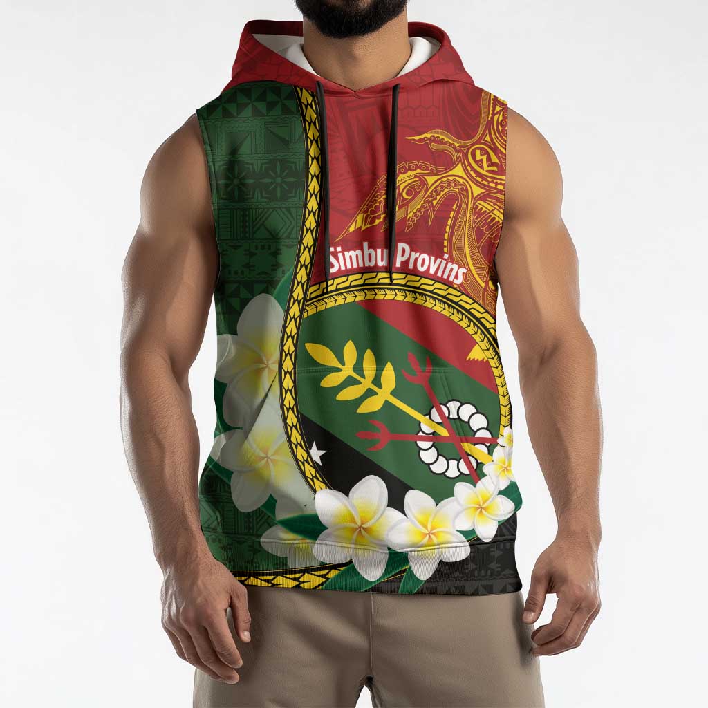 Personalised PNG Simbu Provins Sleeveless Hoodie Papua New Guinea Plumeria Melanesian Pattern - Polynesian Pride
