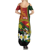 Personalised PNG Simbu Provins Summer Maxi Dress Papua New Guinea Plumeria Melanesian Pattern - Polynesian Pride