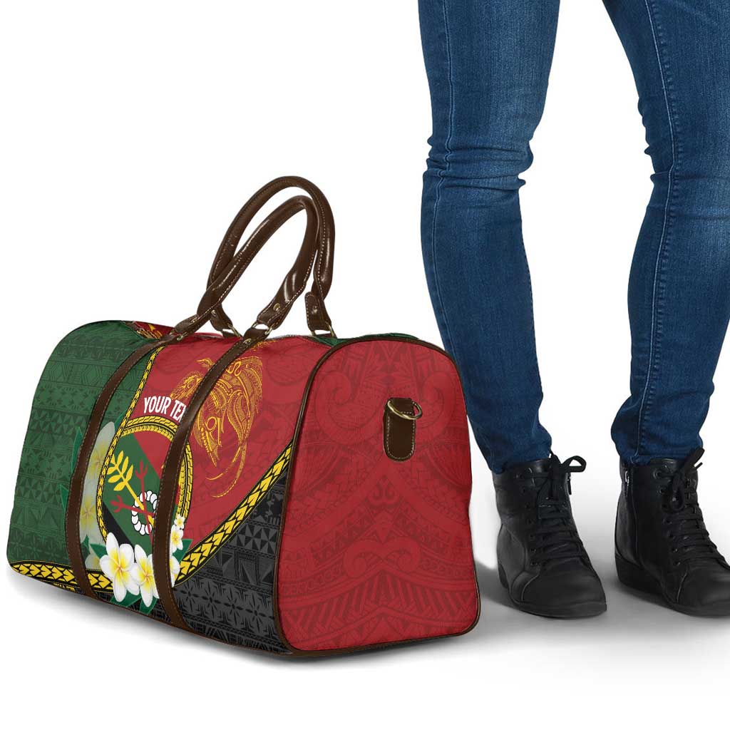 Personalised PNG Simbu Provins Travel Bag Papua New Guinea Plumeria Melanesian Pattern - Polynesian Pride