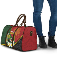 Personalised PNG Simbu Provins Travel Bag Papua New Guinea Plumeria Melanesian Pattern - Polynesian Pride
