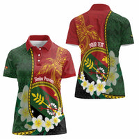 Personalised PNG Simbu Provins Women Polo Shirt Papua New Guinea Plumeria Melanesian Pattern - Polynesian Pride