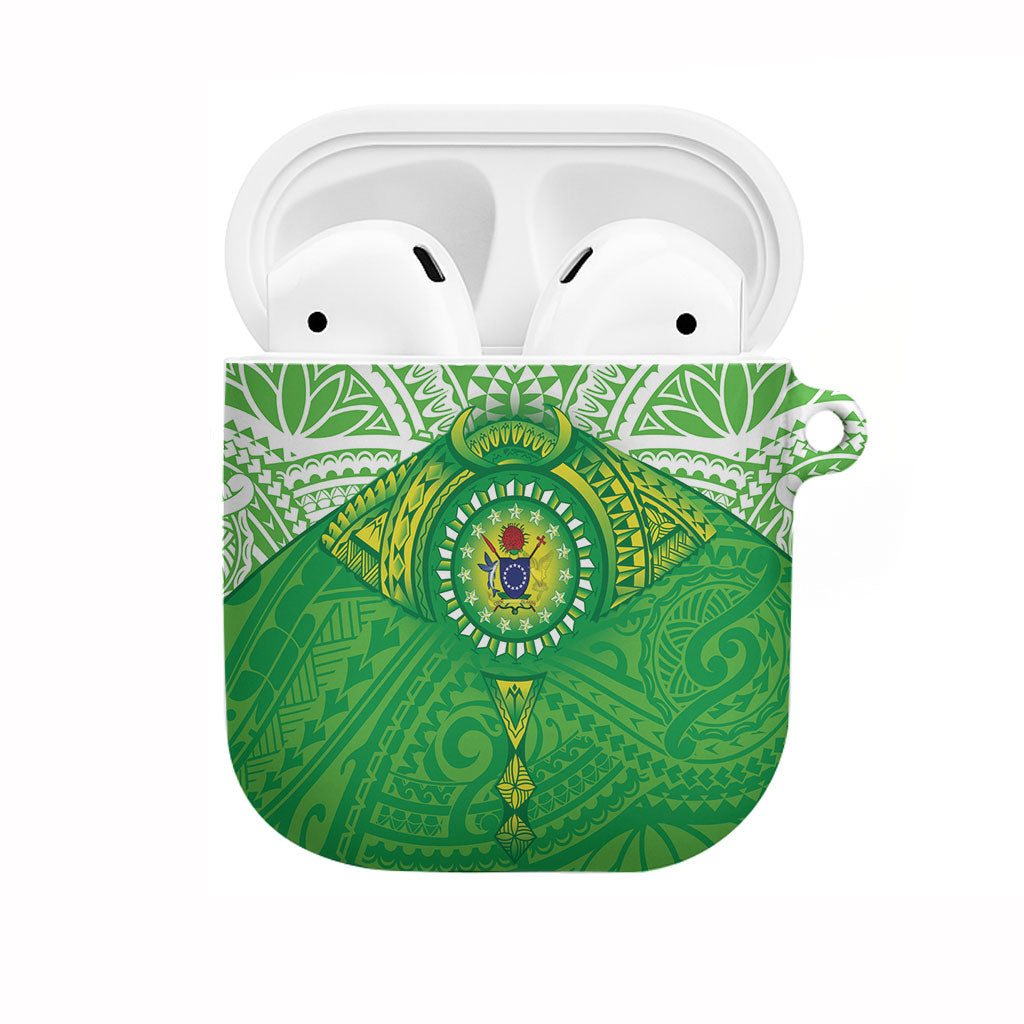 Cook Islands Manta Ray AirPods Case Kuki Airani Tattoo Green Color