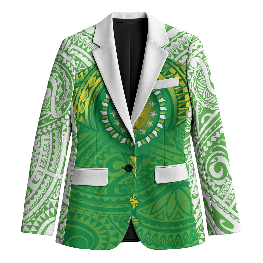 Cook Islands Manta Ray Blazer Kuki Airani Tattoo Green Color LT14 Unisex Green - Polynesian Pride