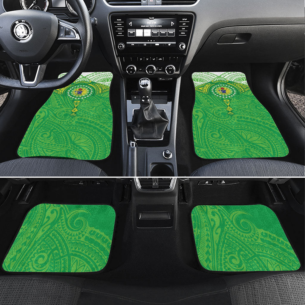 Cook Islands Manta Ray Car Mats Kuki Airani Tattoo Green Color