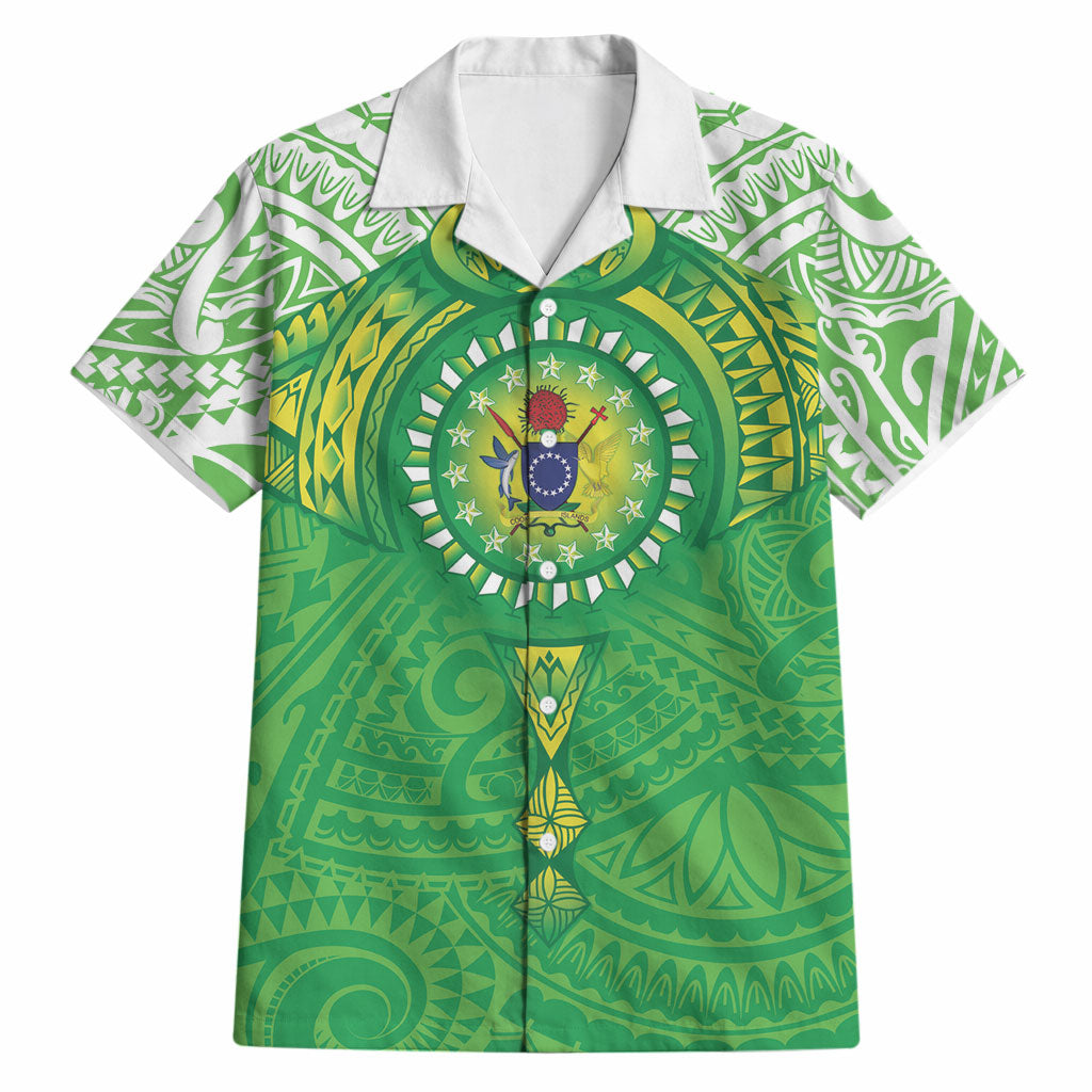 Cook Islands Manta Ray Hawaiian Shirt Kuki Airani Tattoo Green Color
