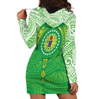 Cook Islands Manta Ray Hoodie Dress Kuki Airani Tattoo Green Color LT14 - Polynesian Pride