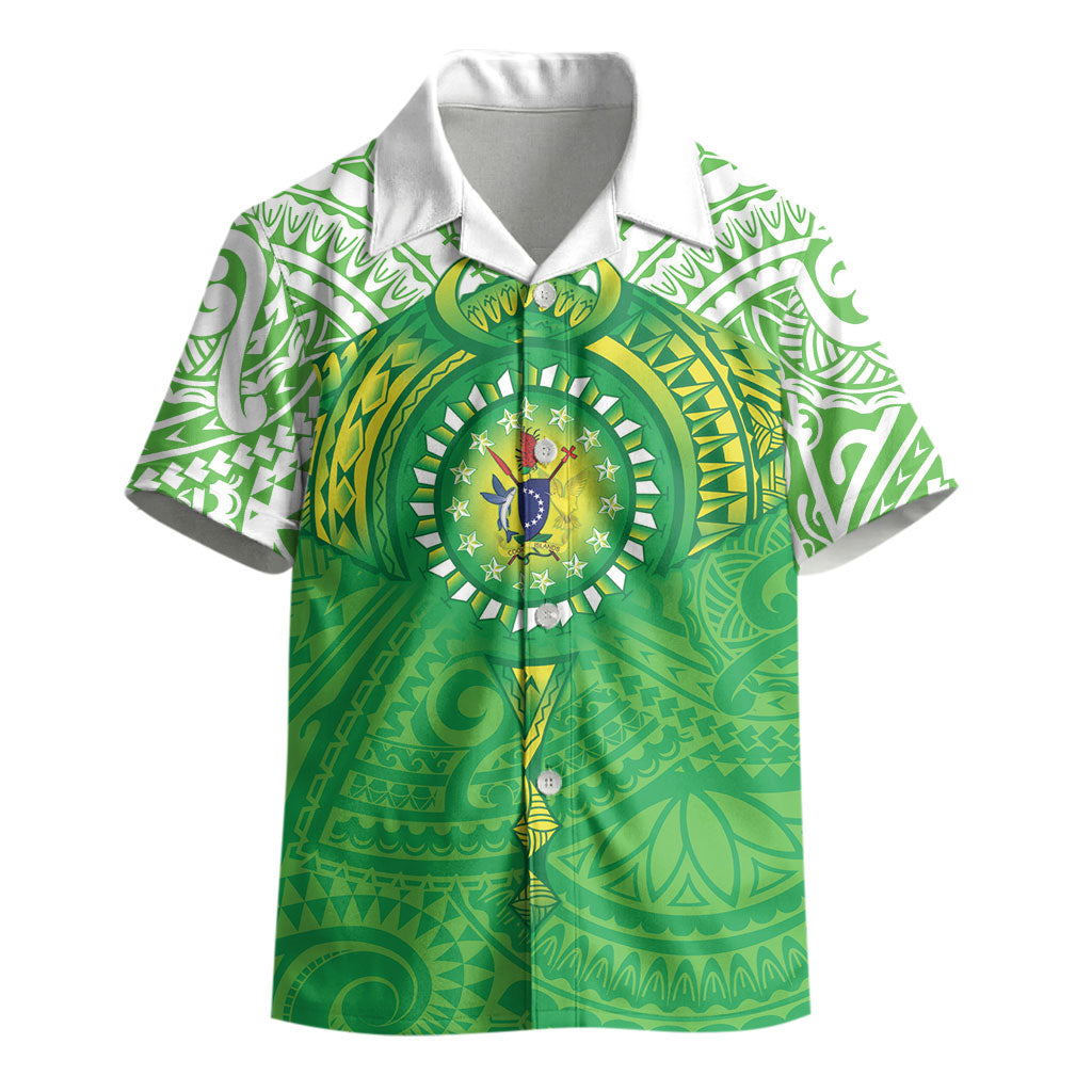 Cook Islands Manta Ray Kid Hawaiian Shirt Kuki Airani Tattoo Green Color LT14 - Polynesian Pride