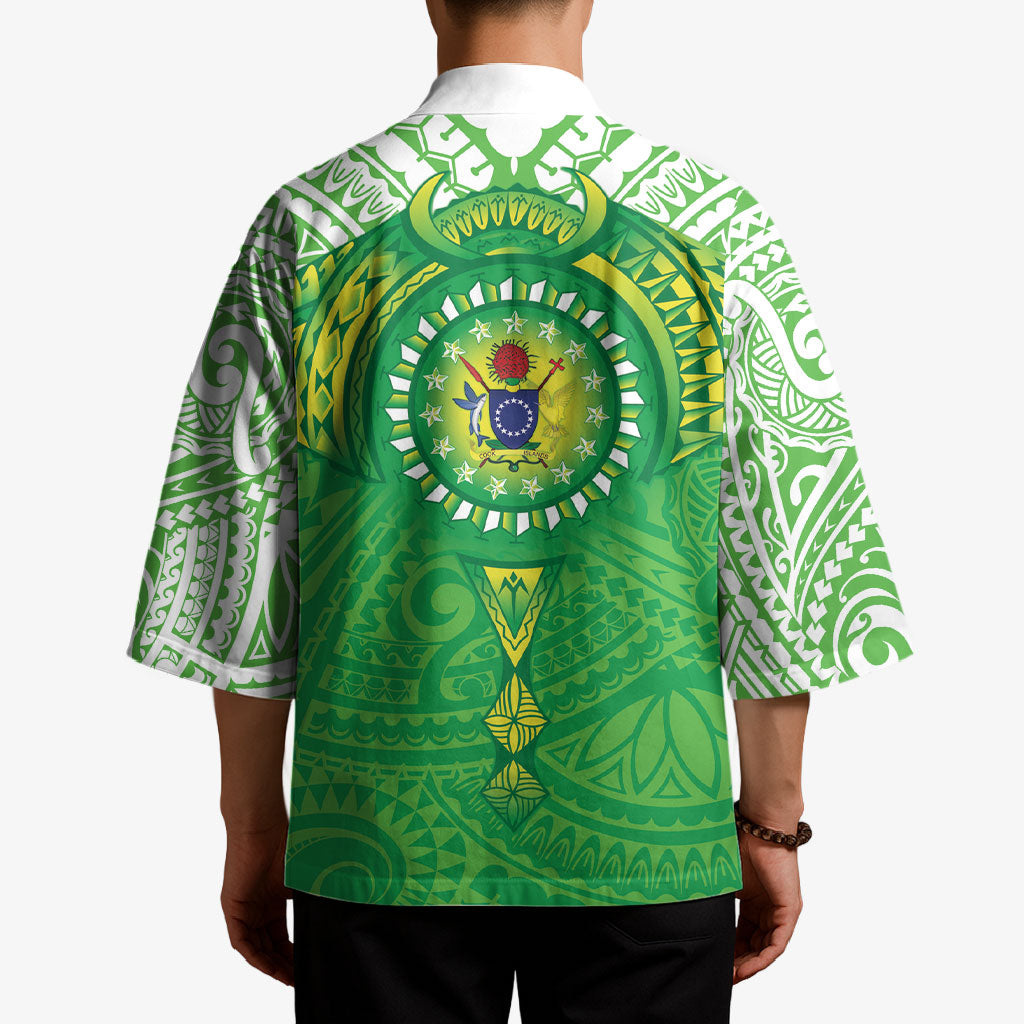 Cook Islands Manta Ray Kimono Kuki Airani Tattoo Green Color LT14 - Polynesian Pride