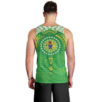 Cook Islands Manta Ray Men Tank Top Kuki Airani Tattoo Green Color LT14 - Polynesian Pride