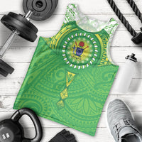 Cook Islands Manta Ray Men Tank Top Kuki Airani Tattoo Green Color LT14 - Polynesian Pride