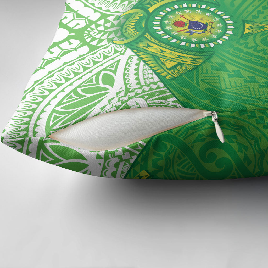 Cook Islands Manta Ray Pillow Cover Kuki Airani Tattoo Green Color LT14 - Polynesian Pride