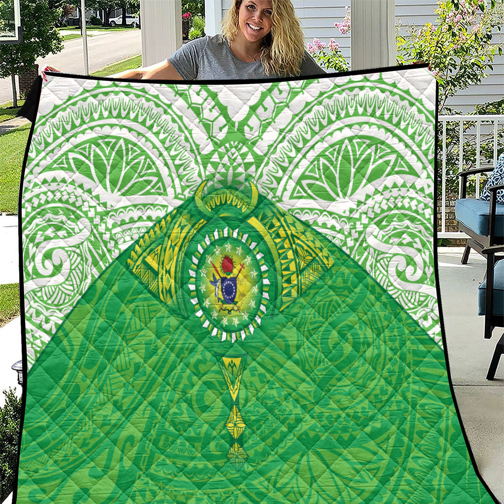 Cook Islands Manta Ray Quilt Kuki Airani Tattoo Green Color